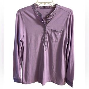 J. Jill Light Purple Casual 1/4 Button Down Shirt Medium petite
